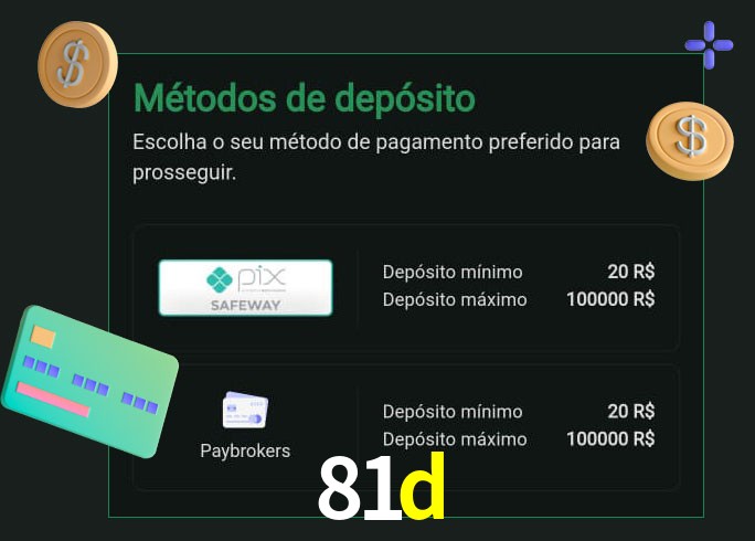 O cassino 81d oferece uma grande variedade de métodos de pagamento